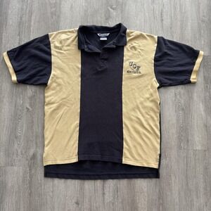 Vintage UCF Knights Shirt Mens Large Black Gold NCAA Football Striped Polo 90s